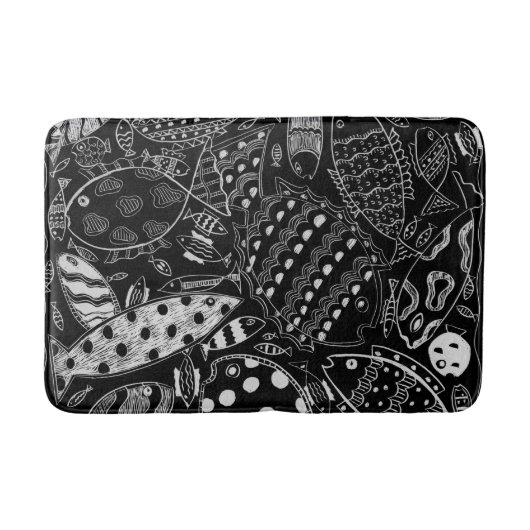 Trendschwarz-weiß-weißes Muster Badematte (Vorderseite)