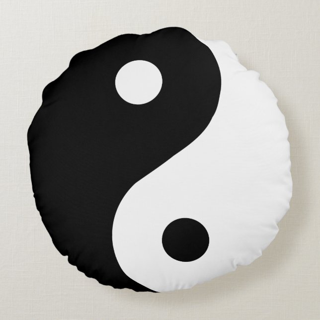 Trendschwarz-weiß Ying Yang Pillow Rundes Kissen (Rückseite)