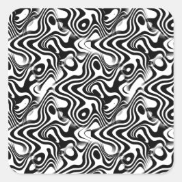 Trendschwarz-weiße Abstrakte Wirbel Muster Quadratischer Aufkleber