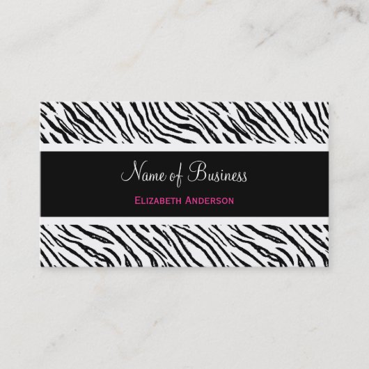 Trendschwarz-weiße Tiger Streifen Rosa Name Visitenkarte (Vorderseite)