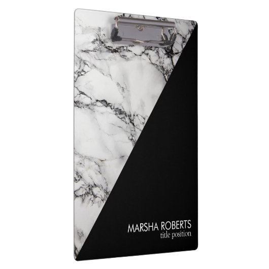 Trendschwarz-weißer Marmorstein Klemmbrett (Rechts)