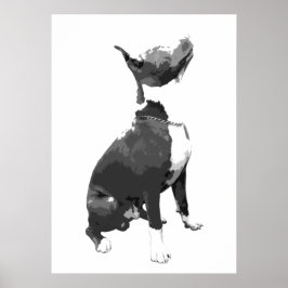 Trendschwarz-weißer Pit Bull Hund Poster