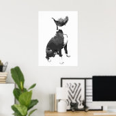 Trendschwarz-weißer Pit Bull Hund Poster (Heimbüro)