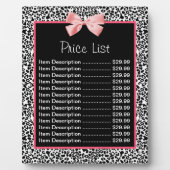 Trendschwarz-weißes Leopard Druckpreisliste Fotoplatte (Vorderseite)