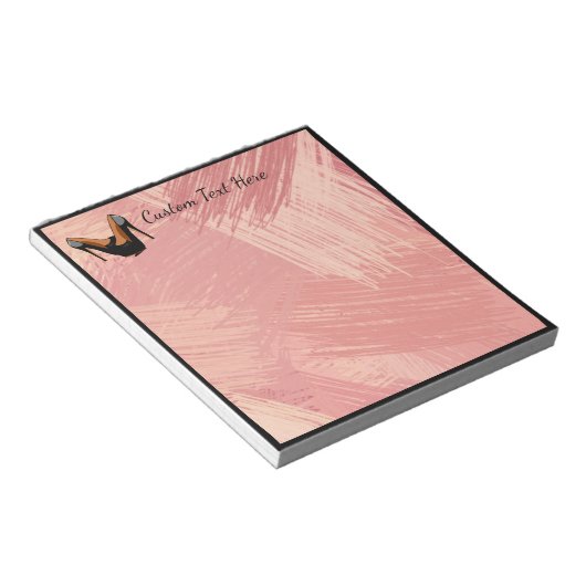 Trendschwarze High Heels Pink Paint Brush Strokes Notizblock (angewinkelt)