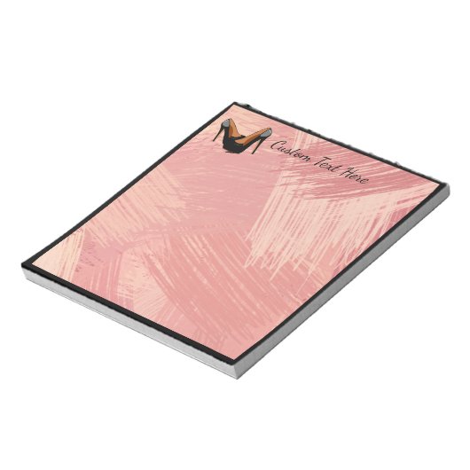 Trendschwarze High Heels Pink Paint Brush Strokes Notizblock (Rotiert)