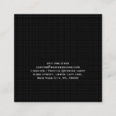 Trendschwarze Karos Moderne Minimalistische Berufl Quadratische Visitenkarte (Rückseite)