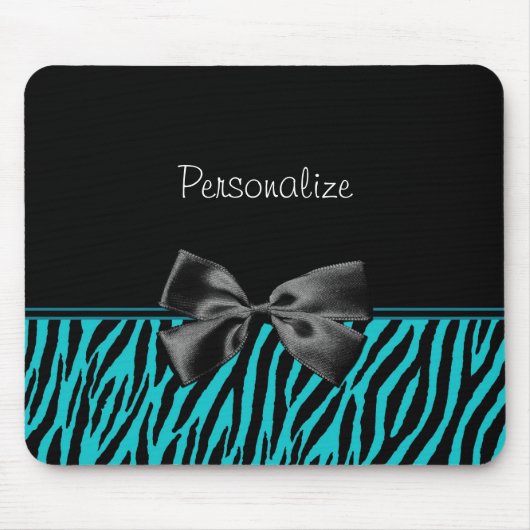 Trendschwarze und Aquamarine Zebradrucke mit Multi Mousepad (Vorne)