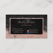 Trendschwarzer Rosa Glitzer Beruflich Visitenkarte (Rückseite)