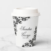 Trendschwarzer Spitzenpapier-Cup Pappbecher (Rückseite)