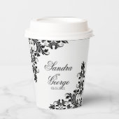 Trendschwarzer Spitzenpapier-Cup Pappbecher (Vorderseite)