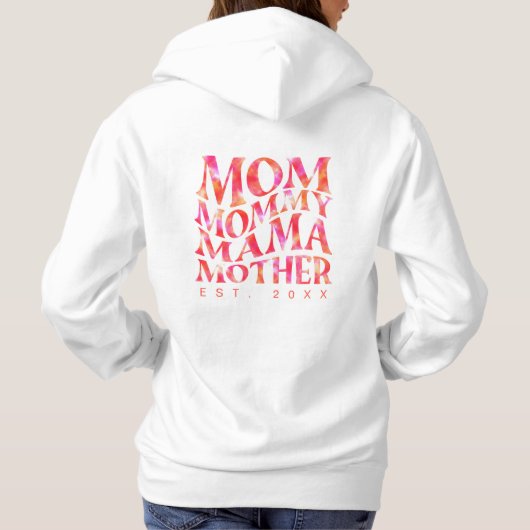 Trendsetter Mama: Groovy Hot Pink Krawatte-Dye Cus Hoodie (Rückseite)