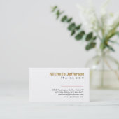 Trendsetter Schlichter White Manager Business Card Visitenkarte (Stehend Vorderseite)