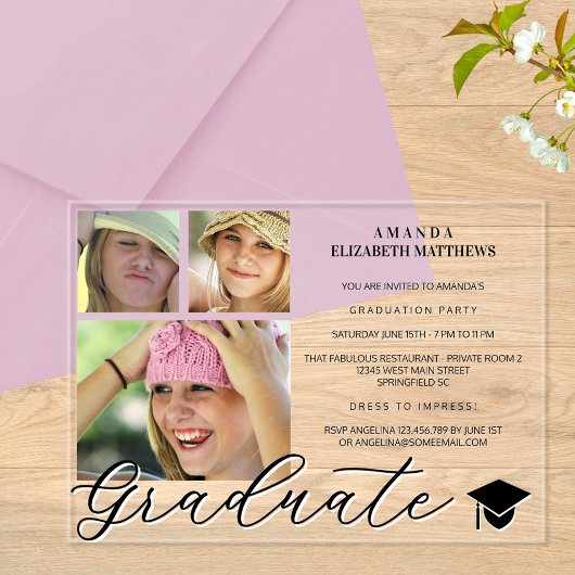 Trendskript 3 Foto Schwarzweiß-Abschluss Acryleinladungen