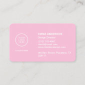 Trendskript Modern Pink Minimalistisch Bold Visitenkarte (Rückseite)