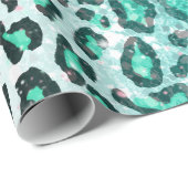 Trendsommer aqua green leopard Tier print Geschenkpapier (Rolleneckpunkt)