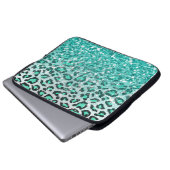 Trendsommer aqua green leopard Tier print Laptopschutzhülle (Vorne Knopf)