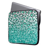 Trendsommer aqua green leopard Tier print Laptopschutzhülle (Vorderseite Links)