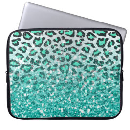 Trendsommer aqua green leopard Tier print Laptopschutzhülle