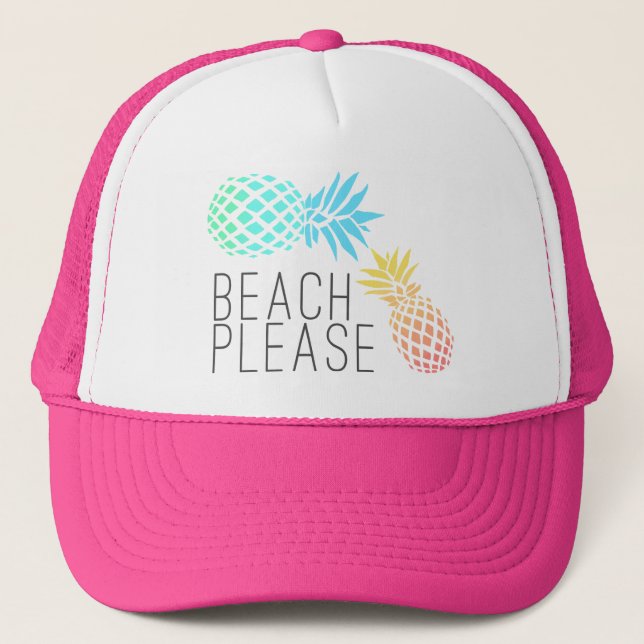 Trendsommer "beach bitte", farbenfrohe Ananas Truckerkappe (Vorderseite)
