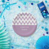 Trendstift Lila Zickzack Zigzags mit Namen Pappteller (Party)