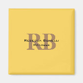 Trendstil Monogram Minimalistisch Schlicht gelb Magnet (Vorne)