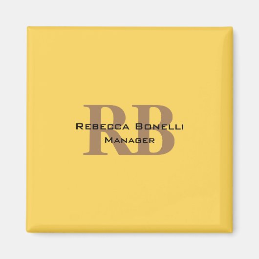 Trendstil Monogram Minimalistisch Schlicht gelb Magnet (Vorne)