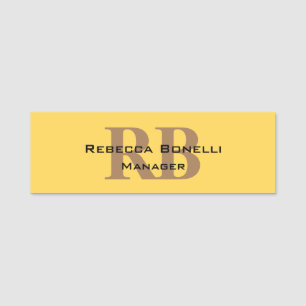 Trendstil Monogram Minimalistisch Schlicht gelb Namensschild