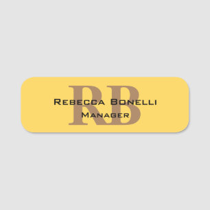 Trendstil Monogram Minimalistisch Schlicht gelb Namensschild