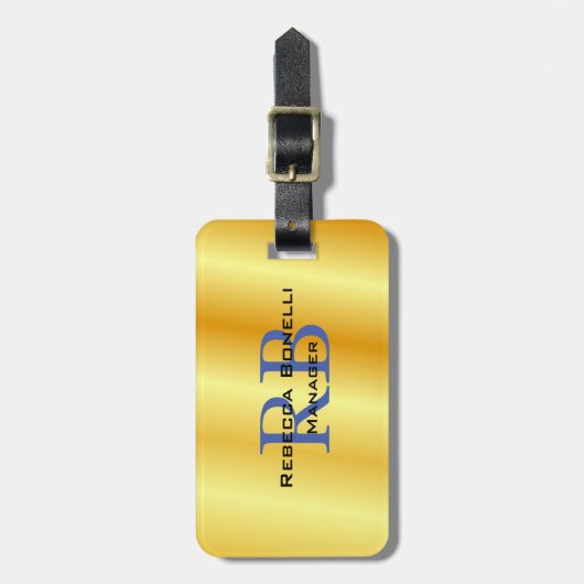 Trendstil Monogram Minimalistisch Schlichte Goldfa Gepäckanhänger (Vorderseite vertikal)