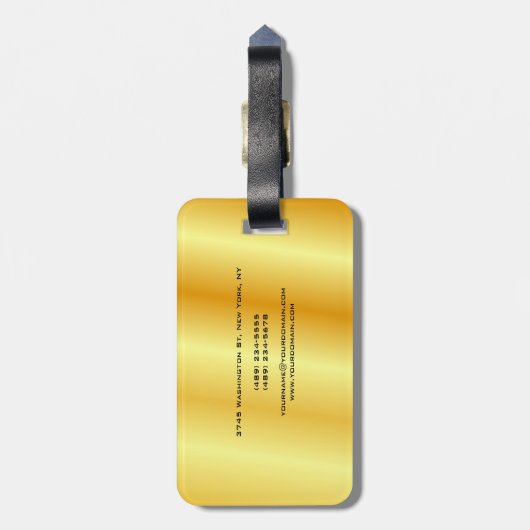 Trendstil Monogram Minimalistisch Schlichte Goldfa Gepäckanhänger (Rückseite vertikal)