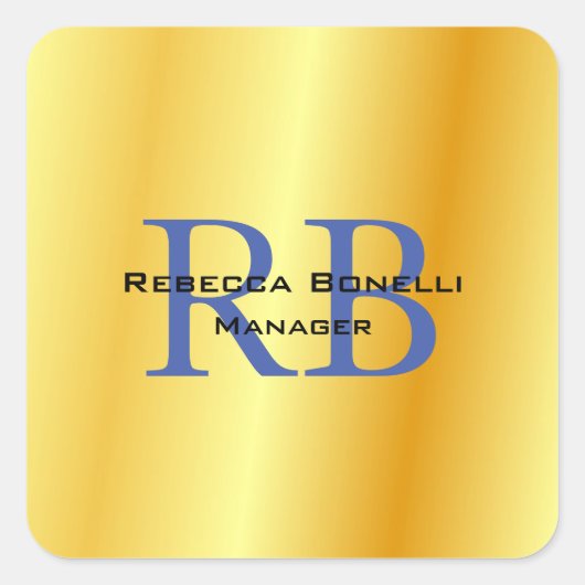 Trendstil Monogram Minimalistisch Schlichte Goldfa Quadratischer Aufkleber (Vorderseite)