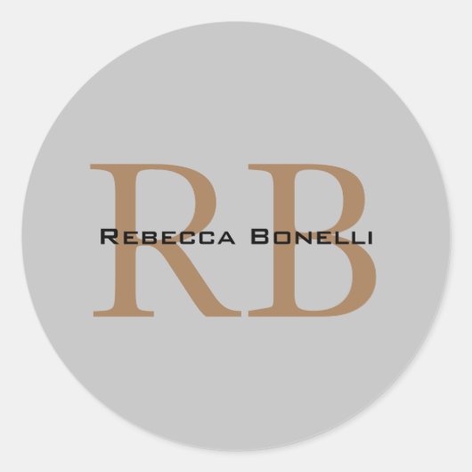 Trendstil Monogram Minimalistischer Schlichter Add Runder Aufkleber (Vorderseite)