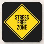 Trendstress Free Zone Zitat gelb schwarz Getränkeuntersetzer (Vorderseite)