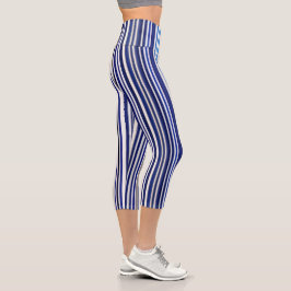 TrendSummer Navy Blue Boat Stripes Collection Capri Leggings