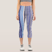 TrendSummer Navy Blue Boat Stripes Collection Capri Leggings (Vorderseite)