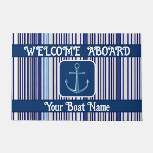TrendSummer Navy Blue Boat Stripes Collection Fußmatte (Vorderseite)