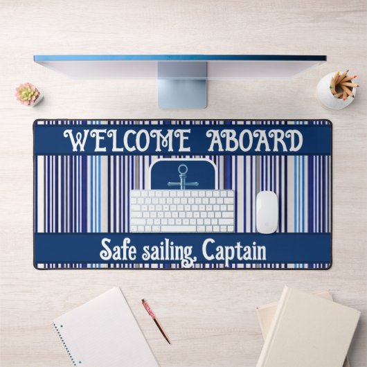 TrendSummer Navy Blue Boat Stripes Collection Schreibtischunterlage (Büro 1)