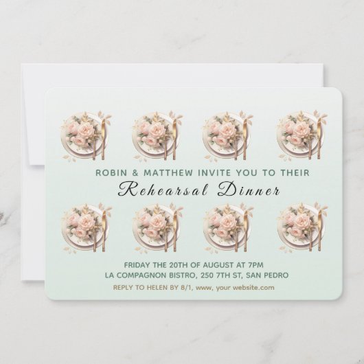 Trendtisch am Abend vor der Probe Abendessen Einladung (Vorderseite)