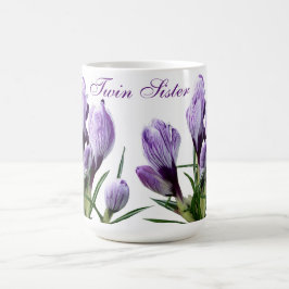 Trendtweinschwester Gemini lila Crocus floral Kaffeetasse