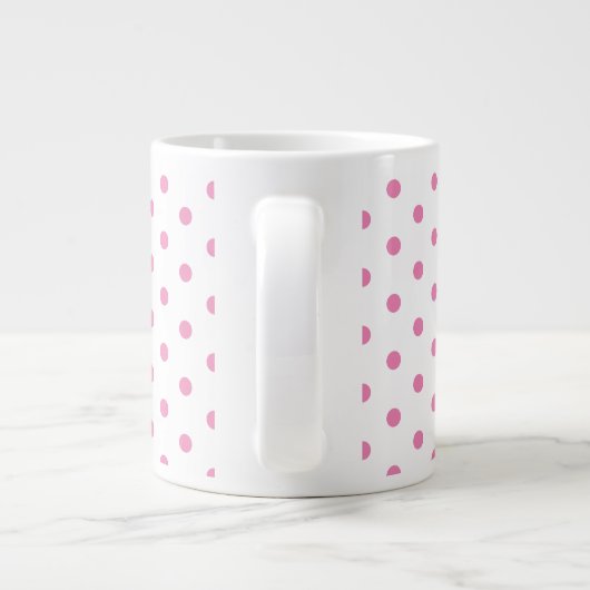 Trendweiß und rosa Polka Dots Muster Retro Jumbo-Tasse (Rückseite)