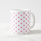 Trendweiß und rosa Polka Dots Muster Retro Jumbo-Tasse (Vorderseite Rechts)