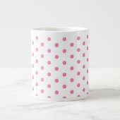 Trendweiß und rosa Polka Dots Muster Retro Jumbo-Tasse (Vorderseite)
