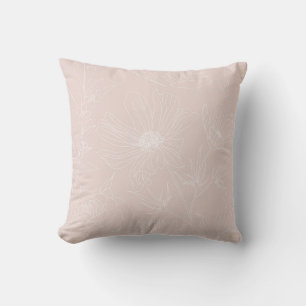 Trendweiße Blume Konturen Rosa Design Kissen