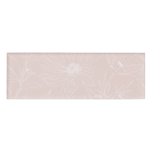 Trendweiße Blume Konturen Rosa Design Namenschild