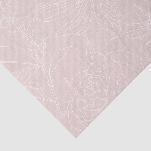 Trendweiße Blume Konturen Rosa Design Seidenpapier (Ausschnitt)