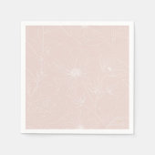 Trendweiße Blume Konturen Rosa Design Serviette (Vorderseite)