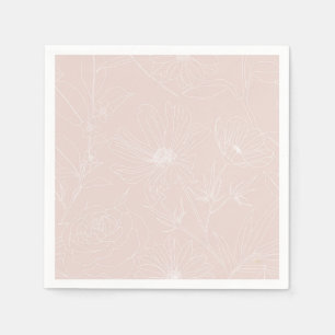 Trendweiße Blume Konturen Rosa Design Serviette