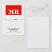 Trendweiße Minimalistische Monogram-Visitenkarte Visitenkarte (Vorne/Hinten)