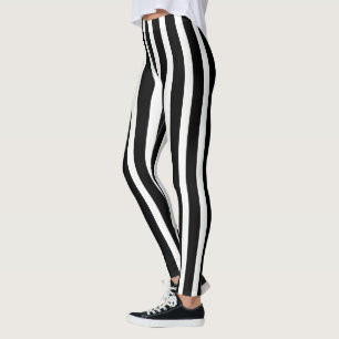Trendweiße und schwarze vertikale Streifen Leggings